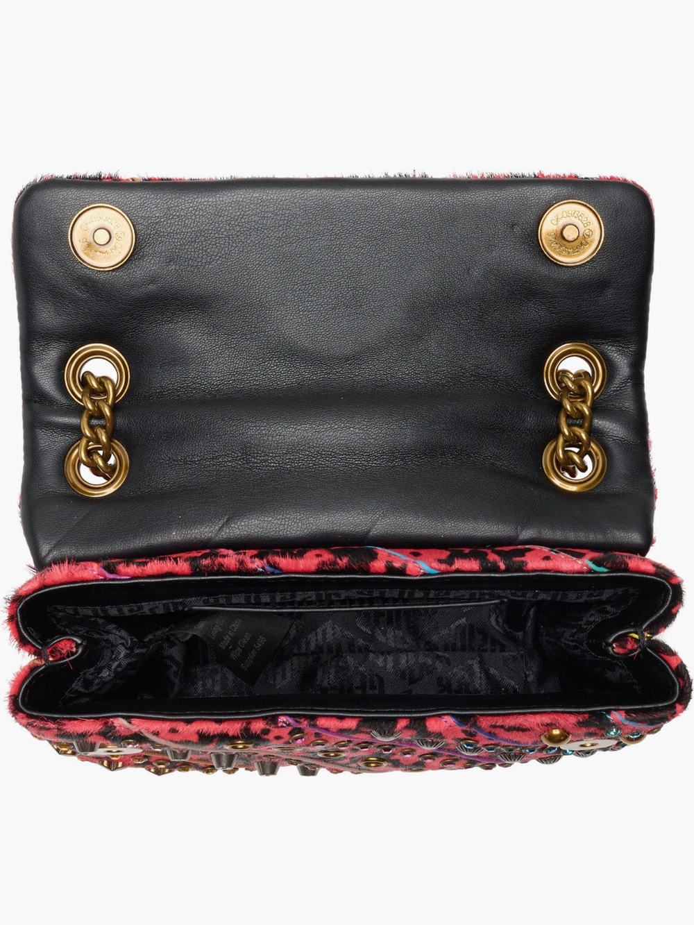 Kurt Geiger Pink Leopard-Print Quilted Shoulder Bag with Gold Chain - Picture 6 of 6